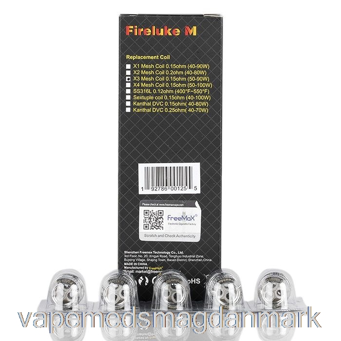 Vape Juice Freemax Fireluke M/tx Mesh Udskiftningsspoler 0,15ohm X3 Mesh Spoler